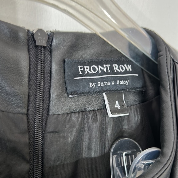 FRONT ROW Faux wrap embroidered a line 3/4 sleeve dress black 4 faux leather - Picture 4 of 8